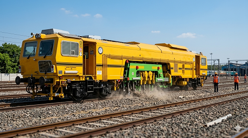 09-3X Dynamic Tamping Express Machine working on Indian Railways track